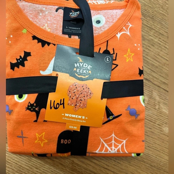 Hyde & Eek! NIP two-piece Halloween sleep pajama set orange Halloween print sz L - Picture 3 of 8